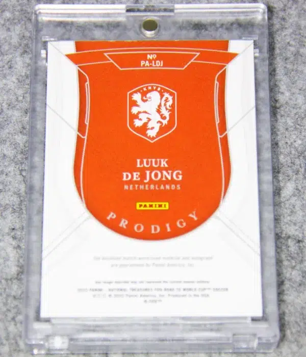 2022 Luuk de Jong #PA-LDJ Panini National Treasures World Cup Prodigy Sapphire Autograph SN#9 - back