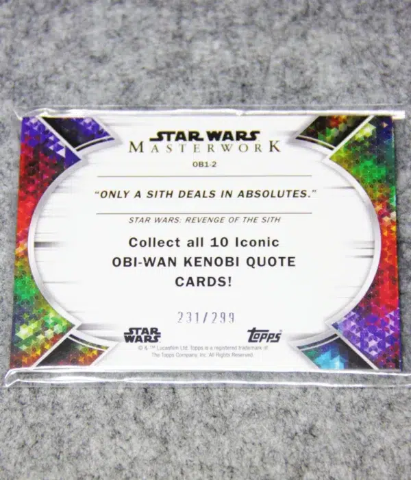 2022 Obi-Wan Kenobi #OB1-2 Topps Star Wars Masterwork Quote Only Sith Deal Absolutes SN#231 - back