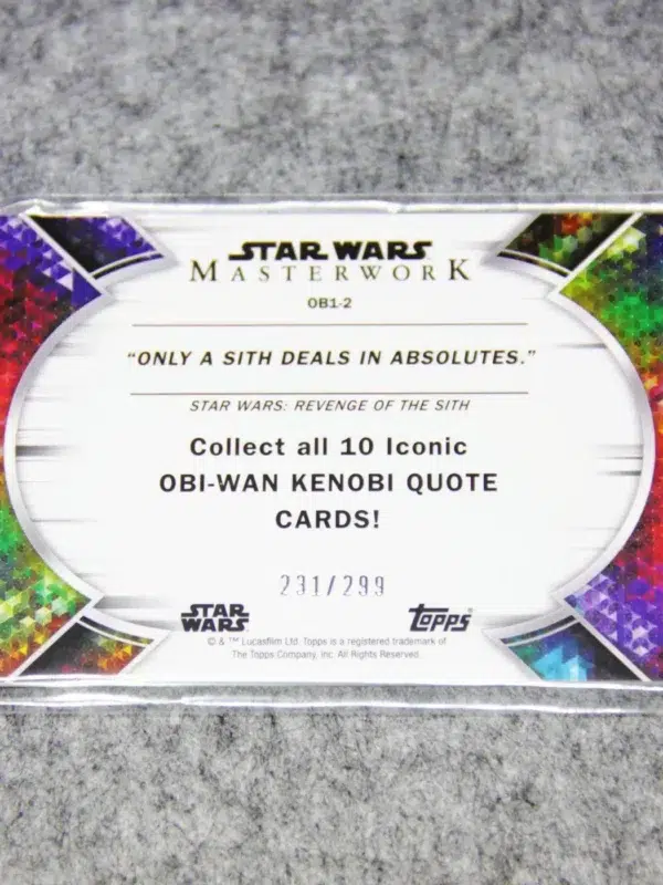 2022 Obi-Wan Kenobi #OB1-2 Topps Star Wars Masterwork Quote Only Sith Deal Absolutes SN#231 - back