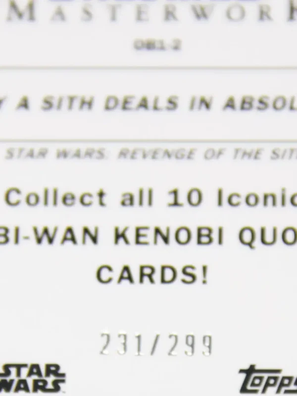 2022 Obi-Wan Kenobi #OB1-2 Topps Star Wars Masterwork Quote Only Sith Deal Absolutes SN#231 - detail