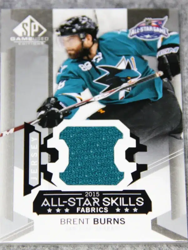2015-16 Brent Burns #AS-37 Upper Deck SP Game Used Jersey All Star Skills Fabrics - front