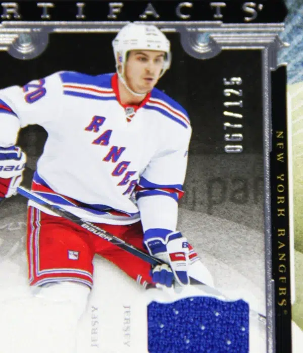 2015-16 Chris Kreider #86 Upper Deck Artifacts Hockey Dual Jersey SN#67 - detail