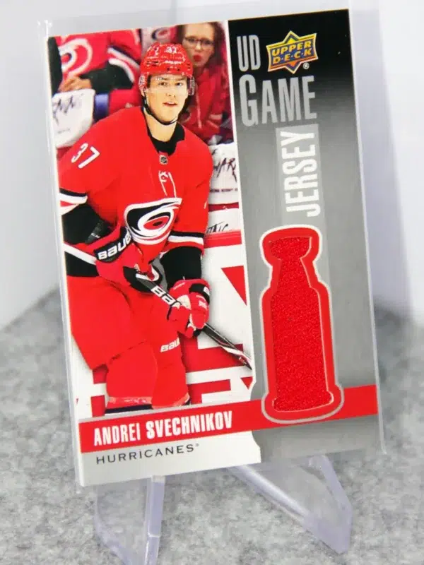 2019-20 Andrei Svechnikov #GJ-AS Upper Deck Series 1 UD Game Jersey - stand