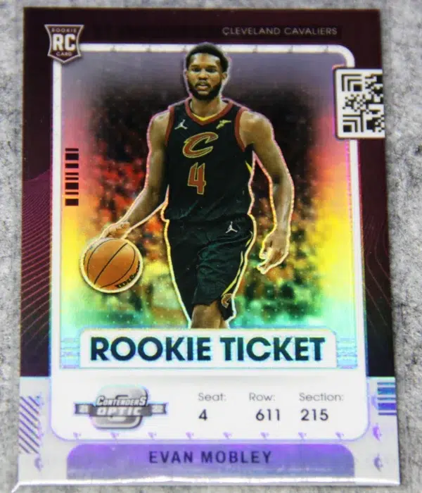 2021-22 Evan Mobley #23 Panini Contenders Optic Rookie Ticket Red Prizm RC - front