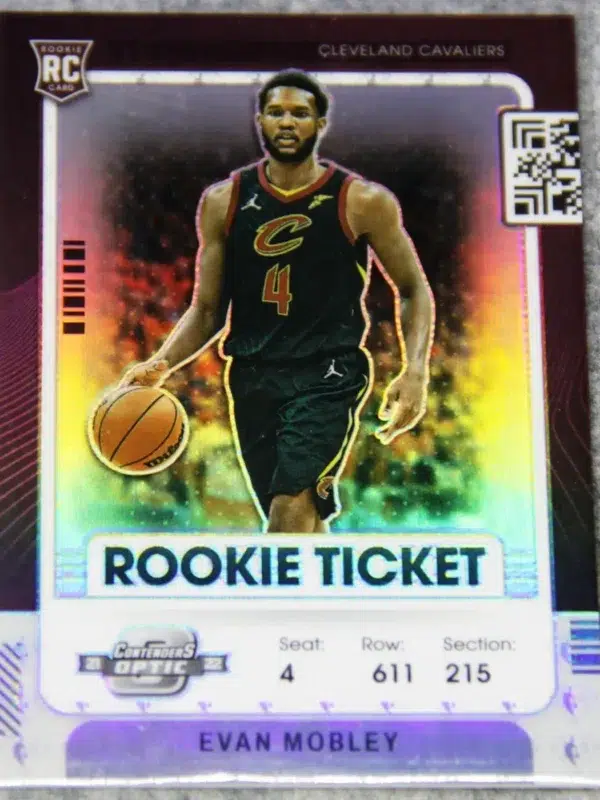 2021-22 Evan Mobley #23 Panini Contenders Optic Rookie Ticket Red Prizm RC - front
