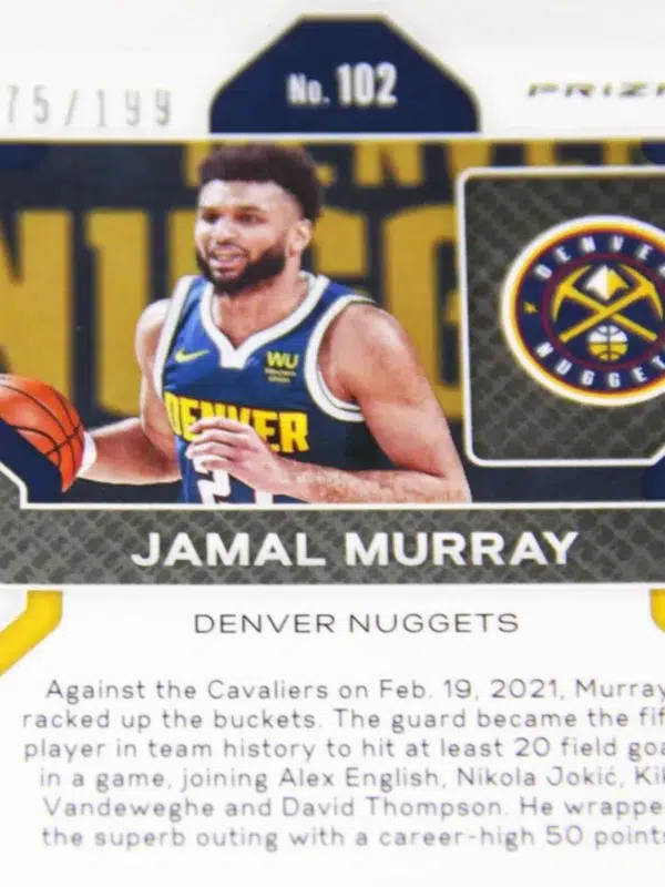 2021-22 Jamal Murray #102 Panini Prizm Blue Prizm SN#75 - detail