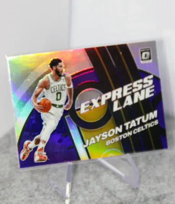 2021-22 Jayson Tatum #23 Panini Donruss Optic Express Lane Purple Holo Prizm - stand