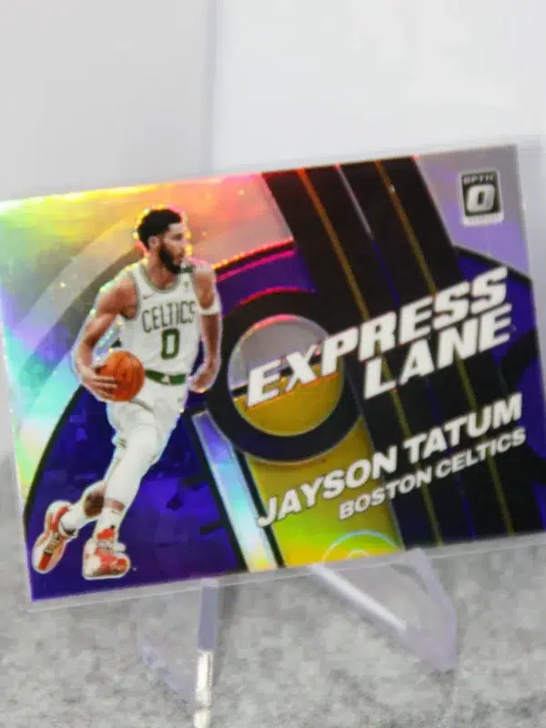 2021-22 Jayson Tatum #23 Panini Donruss Optic Express Lane Purple Holo Prizm - stand