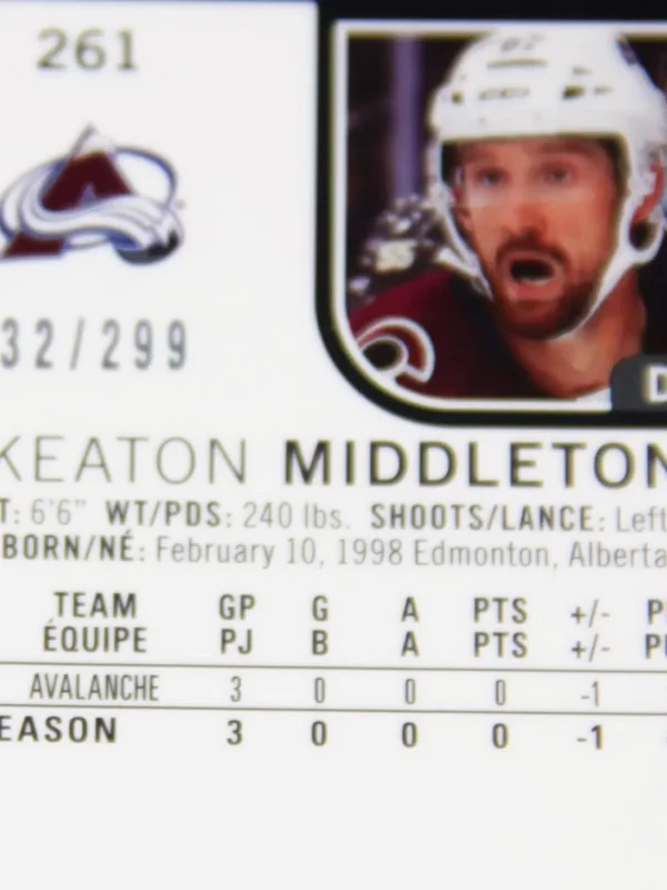 2021-22 Keaton Middleton #261 Upper Deck O-Pee-Chee Platinum Marquee Rookies Violet Pixels SN#32 - detail