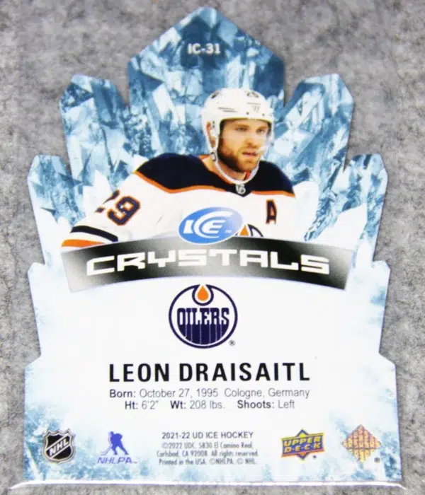 2021-22 Leon Draisaitl #IC-31 Upper Deck Ice Crystals Die-Cut - back