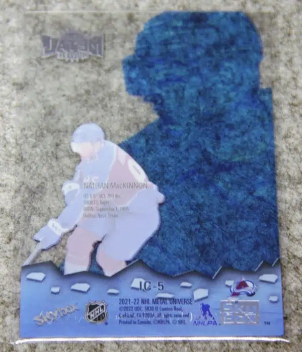 2021-22 Nathan MacKinnon #IC-5 Upper Deck Skybox Metal Universe Ice Carvings Acetate - back