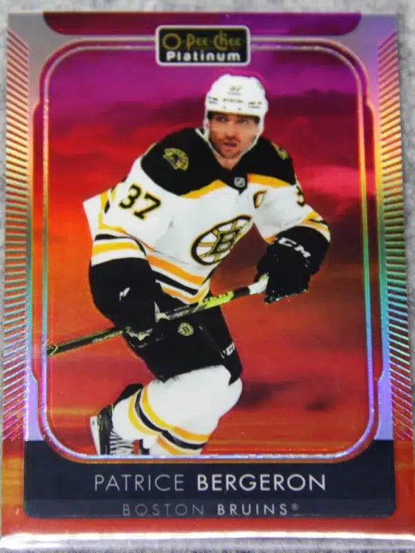 2021-22 Patrice Bergeron #191 Upper Deck O-Pee-Chee Platinum Hockey Sunset - front