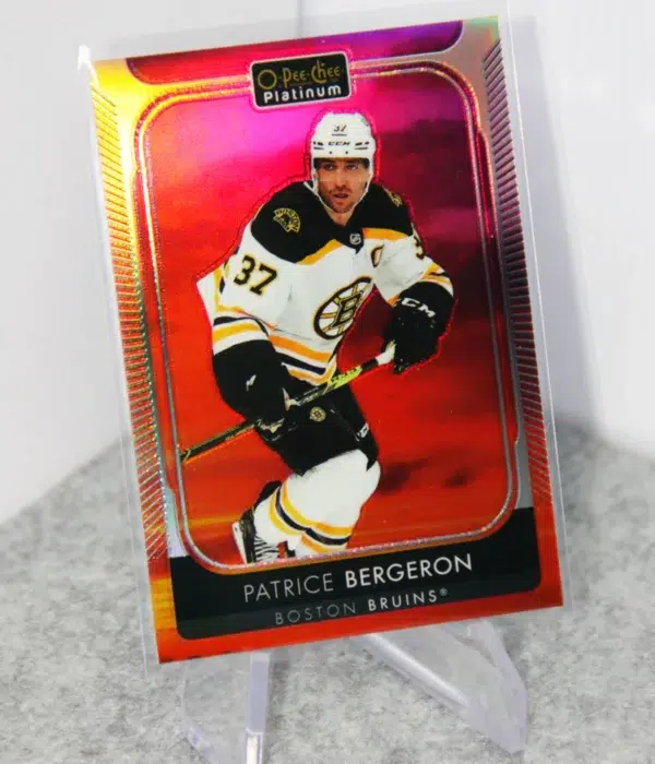 2021-22 Patrice Bergeron #191 Upper Deck O-Pee-Chee Platinum Hockey Sunset - stand