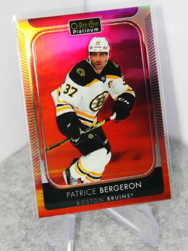 2021-22 Patrice Bergeron #191 Upper Deck O-Pee-Chee Platinum Hockey Sunset - stand