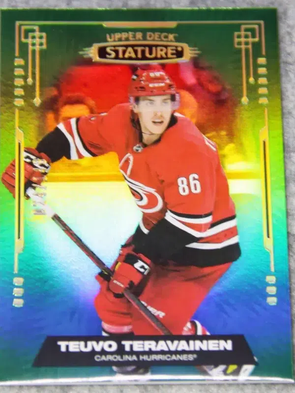 2021-22 Teuvo Teravainen #70 Upper Deck Stature Green SN#24 -front