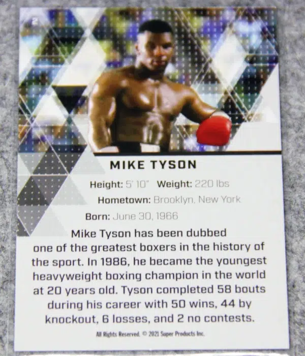 2021 Mike Tyson #2 Super Glow Sports Inaugural Silver Foil Edition 1st Gen - back