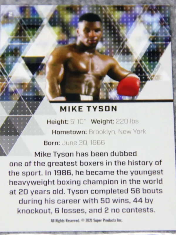 2021 Mike Tyson #2 Super Glow Sports Inaugural Silver Foil Edition 1st Gen - back