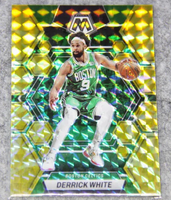 2022-23 Derrick White #122 Panini Mosaic Reactive Yellow Prizm - front