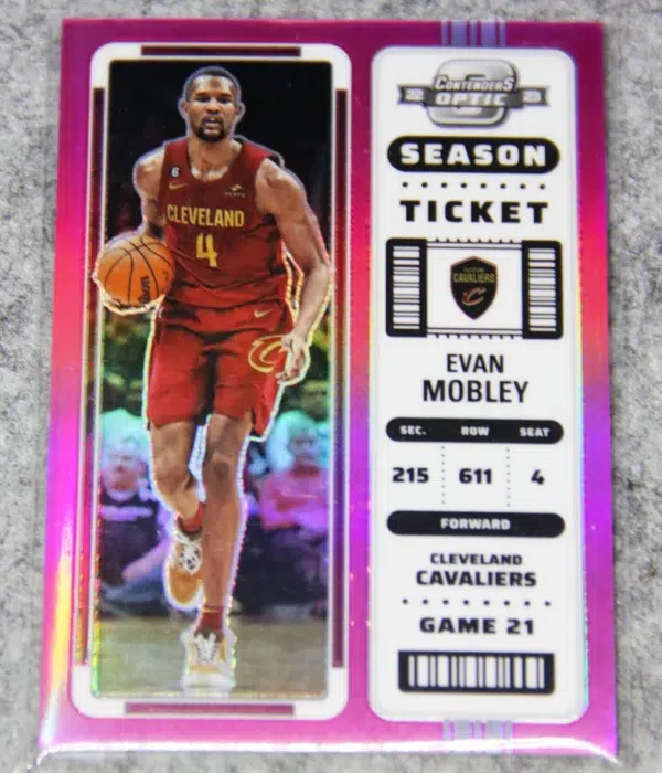 2022-23 Evan Mobley #19 Panini Contenders Optic Season Ticket Pink Prizm SN#11 - front