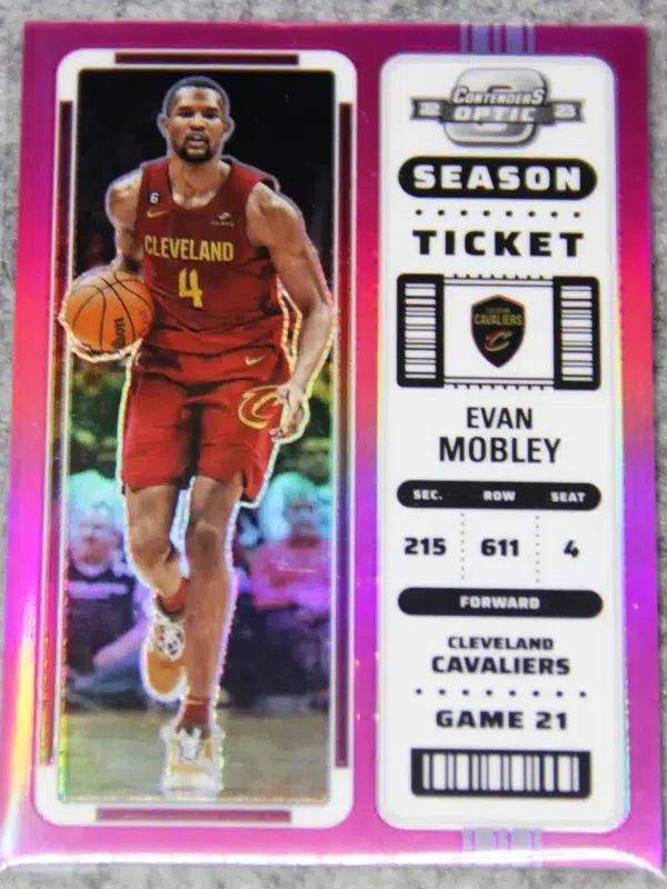 2022-23 Evan Mobley #19 Panini Contenders Optic Season Ticket Pink Prizm SN#11 - front