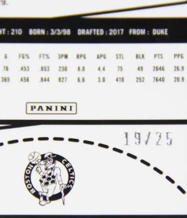 2022-23 Jayson Tatum #571 Panini Chronicles Hoops Premium Stock Swirl Prizm SN#19 - detail