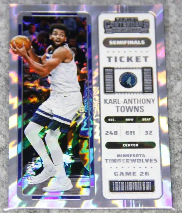 2022-23 Karl-Anthony Towns #20 Panini Contenders Semifinals Ticket SN#66 - front