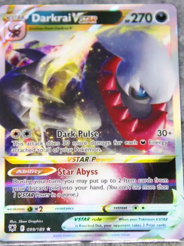 2022 Darkrai VSTAR 099189 Pokemon Sword & Shield Astral Radiance Ultra Rare Holo - front