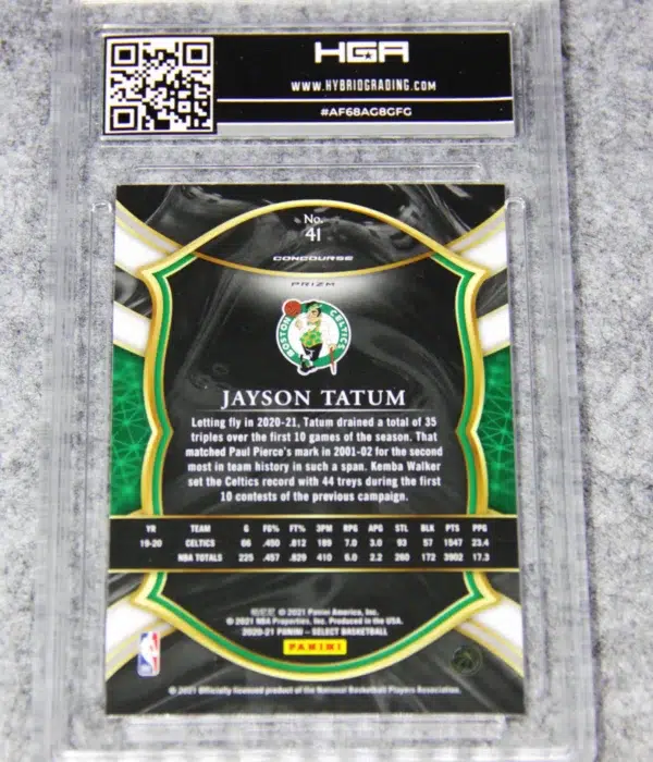 2020-21 Jayson Tatum #41 Panini Select Concourse Red White Orange Flash Prizm HGA 9 Mint - back