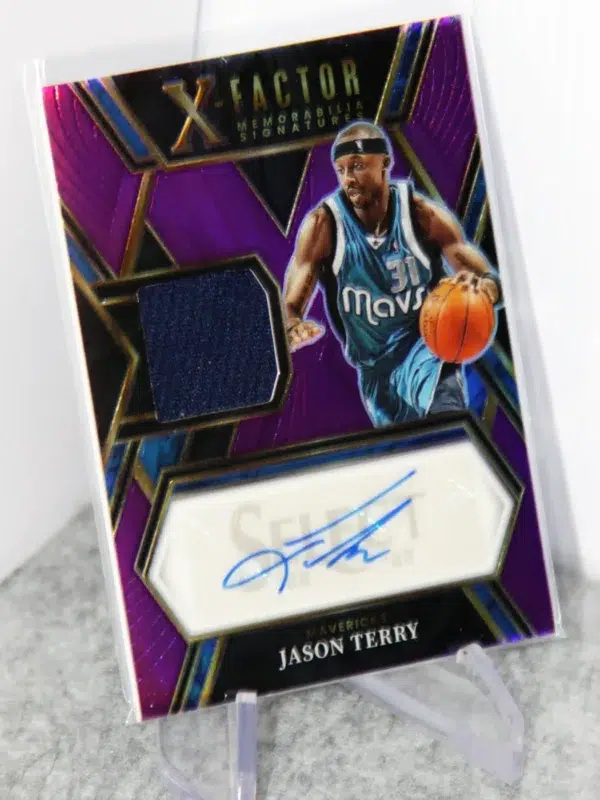 2021-22 Jason Terry #XFS-JET Panini Select X-Factor Memorabilia Signatures Purple Prizm SN#48 - stand