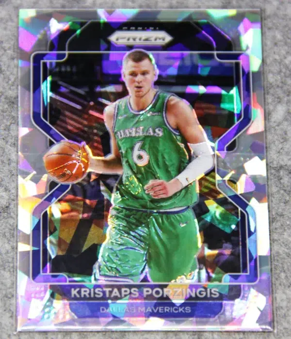 2021-22 Kristaps Porzingis #74 Panini Prizm Silver Cracked Ice Prizm - front