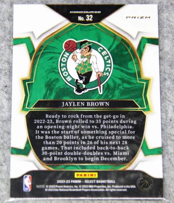 2022-23 Jaylen Brown #32 Panini Select Concourse Red Cracked Ice Prizm - back