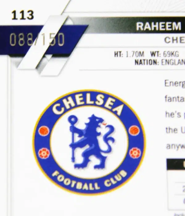 2022-23 Raheem Sterling #113 Topps Chrome UEFA Champions League Blue Refractor SN#88 - detail