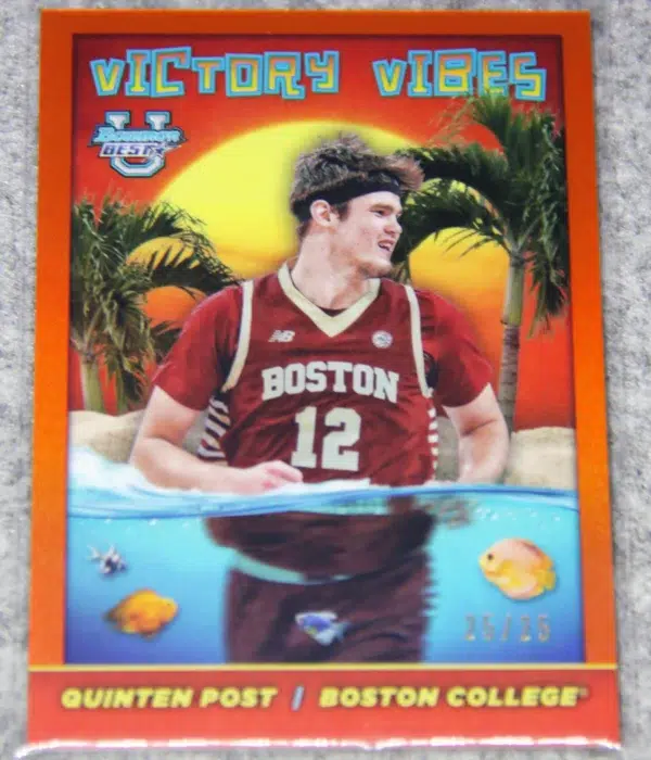 2023-24 Quinten Post #VV-19 Topps Bowman Best U Victory Vibes Orange Refractor SN#25 - front