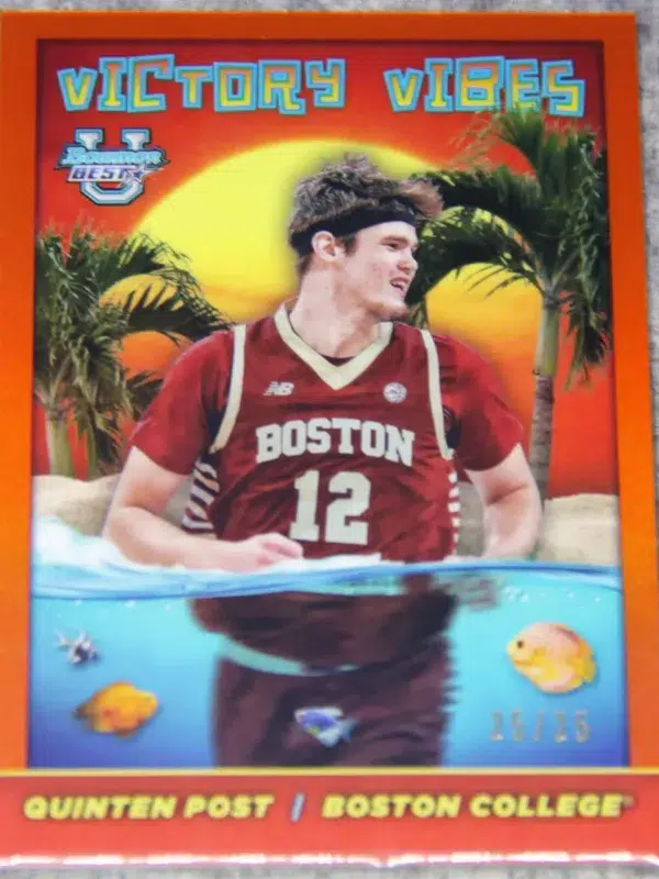 2023-24 Quinten Post #VV-19 Topps Bowman Best U Victory Vibes Orange Refractor SN#25 - front