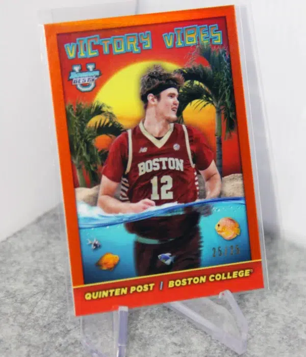 2023-24 Quinten Post #VV-19 Topps Bowman Best U Victory Vibes Orange Refractor SN#25 - stand