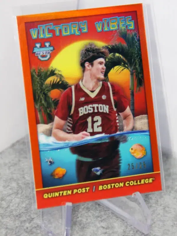 2023-24 Quinten Post #VV-19 Topps Bowman Best U Victory Vibes Orange Refractor SN#25 - stand