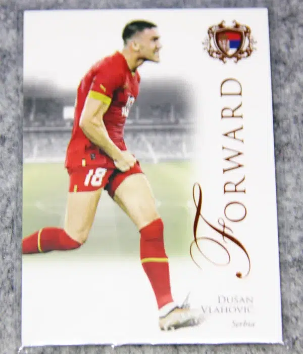 2023 Dušan Vlahović #072 Futera Unique Football Forward Orange SN#49 - front