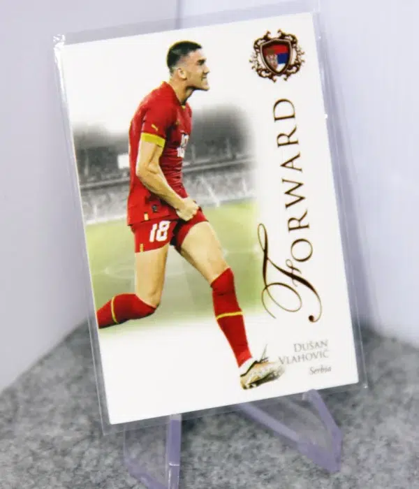 2023 Dušan Vlahović #072 Futera Unique Football Forward Orange SN#49 - stand