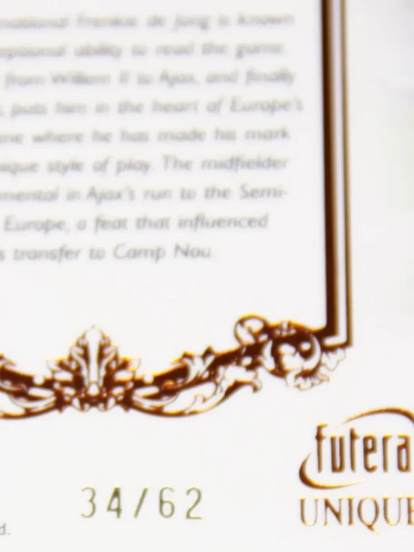 2023 Frenkie de Jong #037 Futera Unique Football Midfielder Orange SN#34 - detail