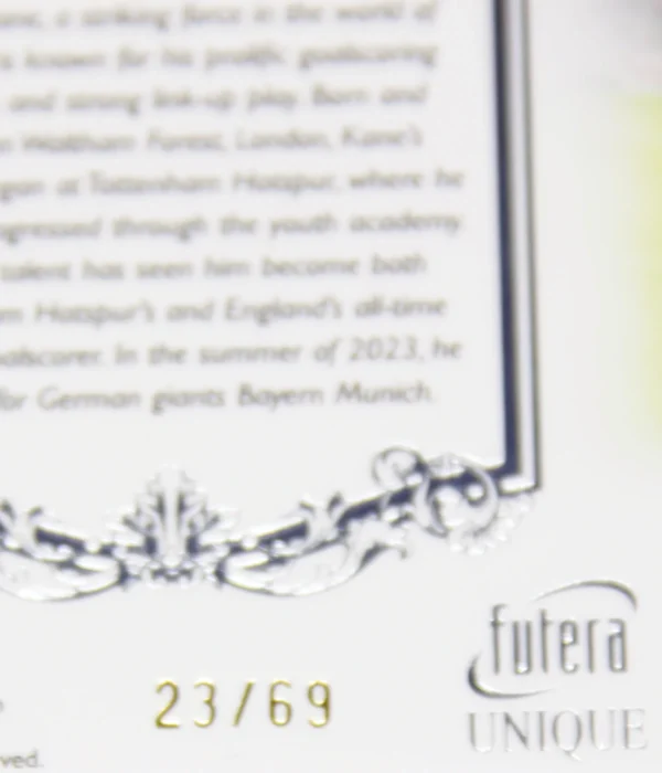 2023 Harry Kane #072 Futera Unique Football Silver SN#23 - detail