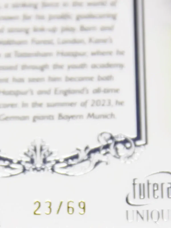 2023 Harry Kane #072 Futera Unique Football Silver SN#23 - detail