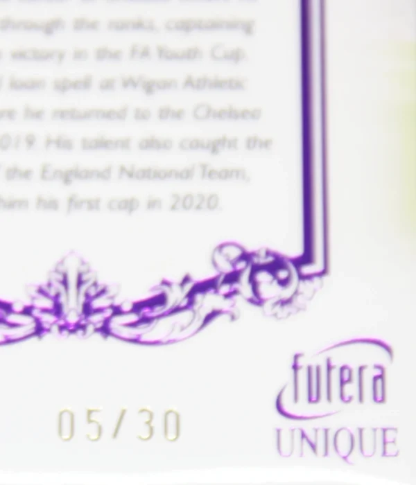 2023 Reece James #017 Futera Unique Football Defender Amethyst SN#5 - detail