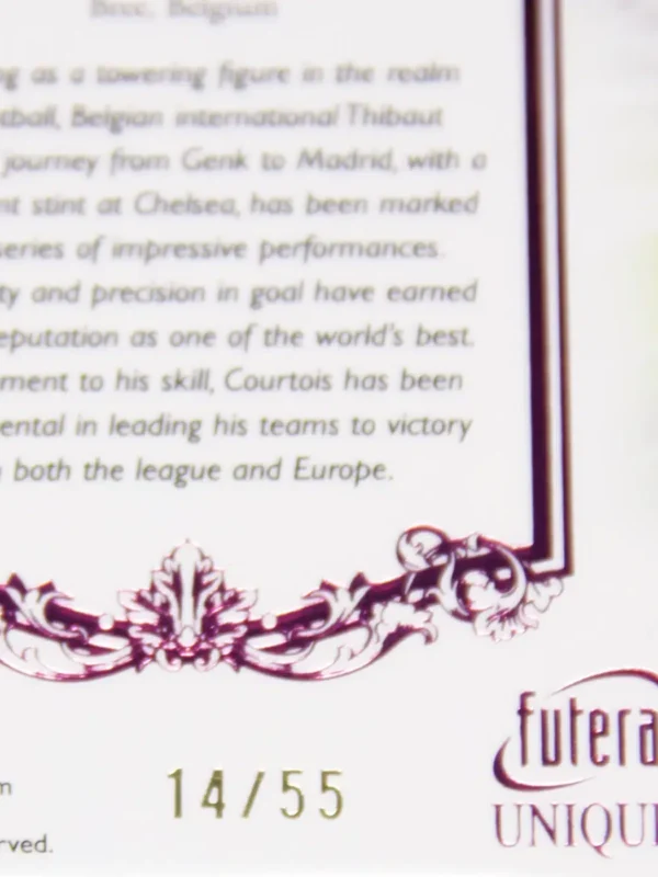 2023 Thibaut Courtois #002 Futera Unique Football Pink SN#14 - detail