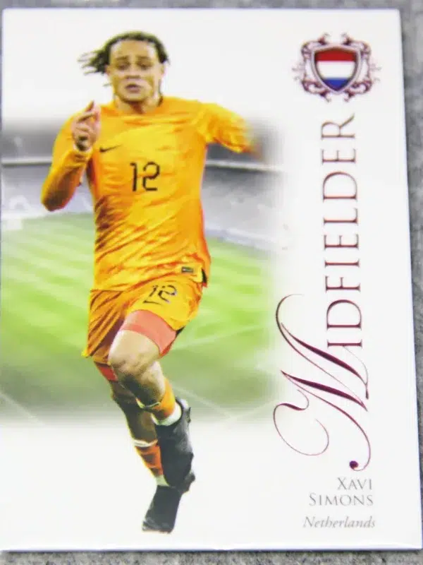 2023 Xavi Simons #056 Futera Unique Football Midfielder Pink SN#18 - front