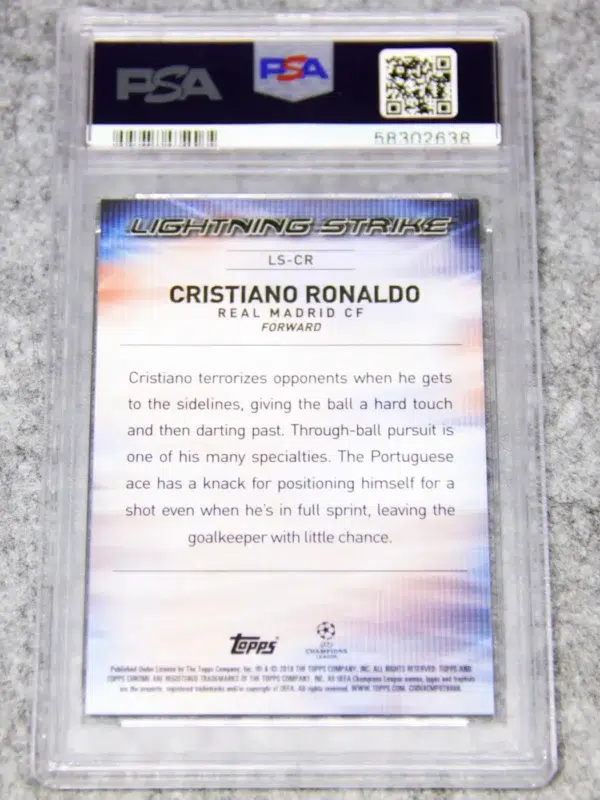 2017-18 Cristiano Ronaldo #LS-CR Topps Chrome UEFA Champions League Lightning Strike PSA 10 GEM MT - back
