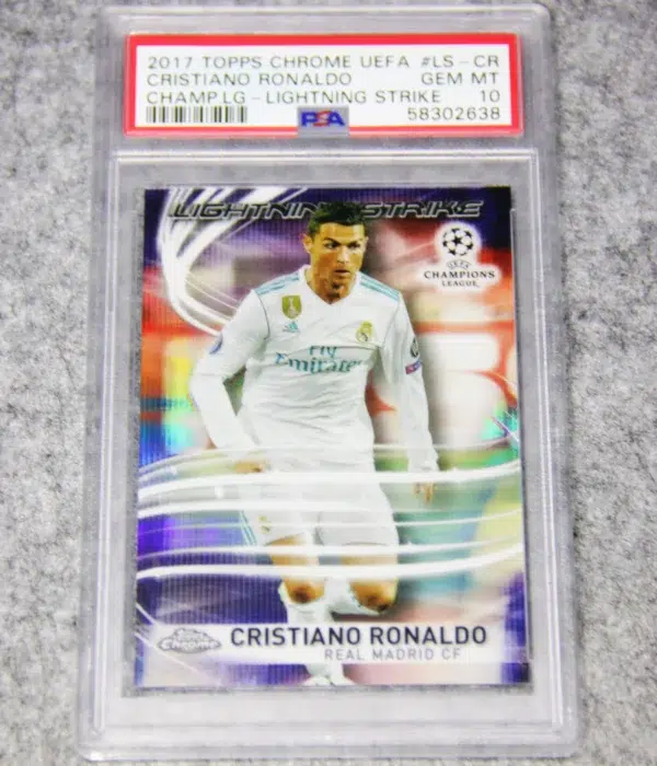 2017-18 Cristiano Ronaldo #LS-CR Topps Chrome UEFA Champions League Lightning Strike PSA 10 GEM MT - front