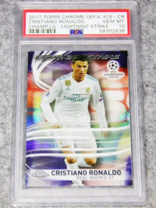 2017-18 Cristiano Ronaldo #LS-CR Topps Chrome UEFA Champions League Lightning Strike PSA 10 GEM MT - front