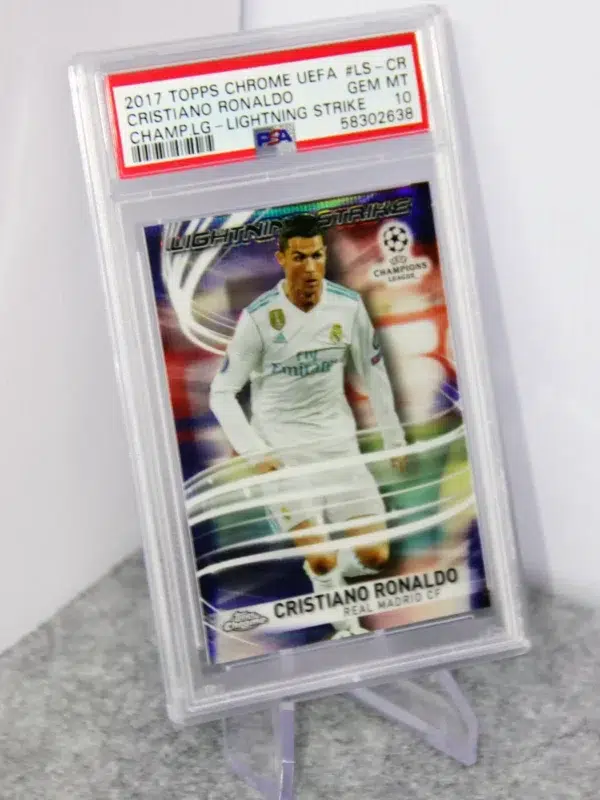 2017-18 Cristiano Ronaldo #LS-CR Topps Chrome UEFA Champions League Lightning Strike PSA 10 GEM MT - stand