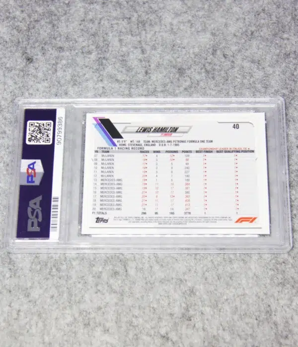 2021 Lewis Hamilton #40 Topps Chrome F1 Sapphire Edition PSA 1 GEM MT - back