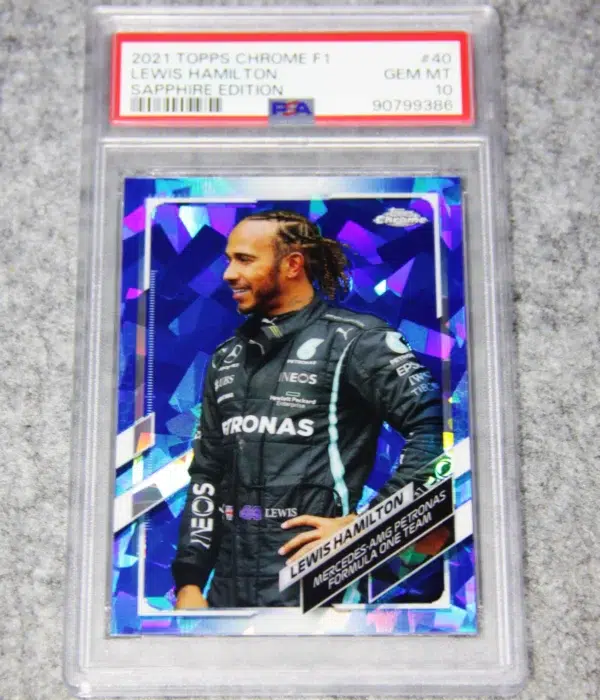 2021 Lewis Hamilton #40 Topps Chrome F1 Sapphire Edition PSA 1 GEM MT - front